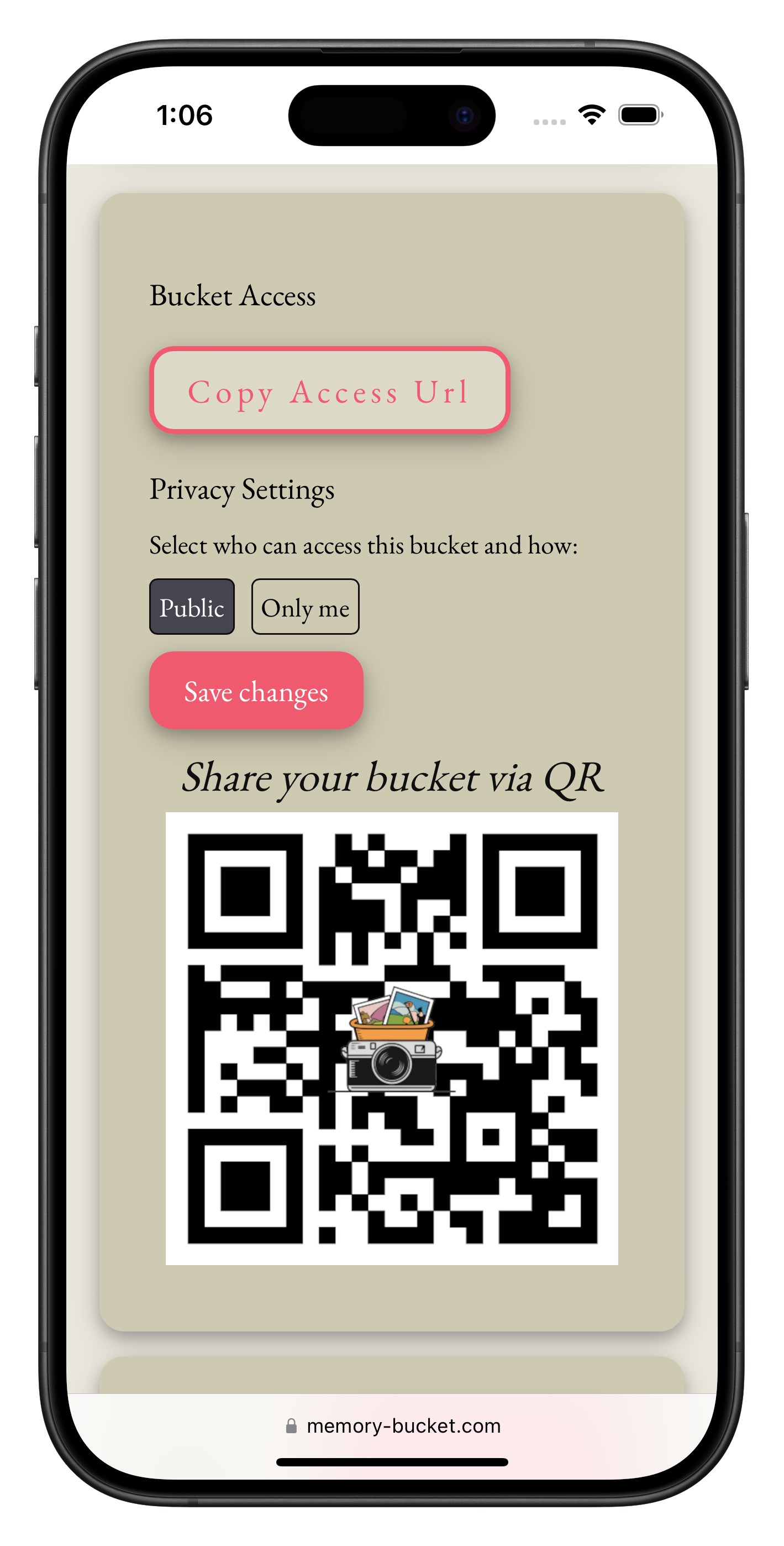 QR code upload screen